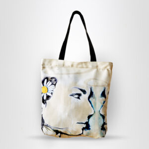 Girl Silhouette With Flower - Canvas Tote Bag