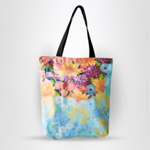 Silk Flower Print Canvas Tote Bag