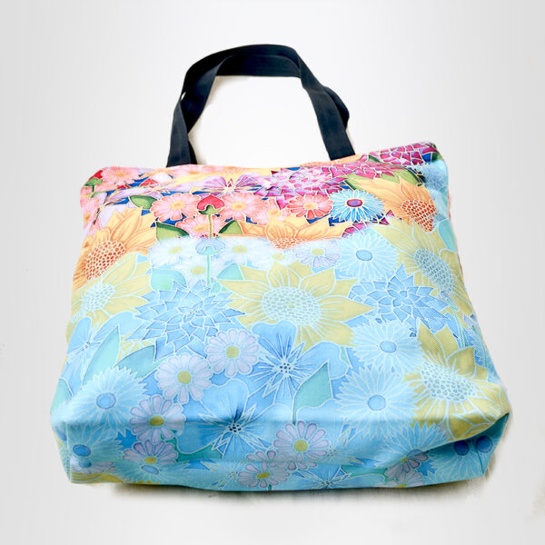 Silk Flower Print Canvas Tote Bag-2