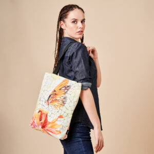 Butterfly Print Canvas Tote Bag-1