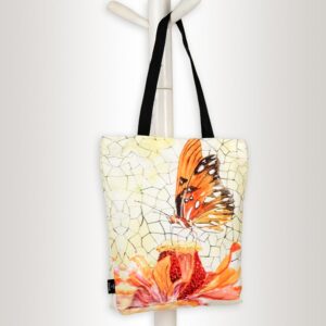 Butterfly Print Canvas Tote Bag