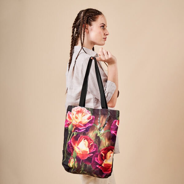 Pink & Yellow Rose Canvas Tote Bag-2