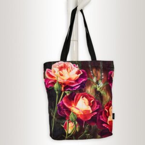 Pink & Yellow Rose Canvas Tote Bag